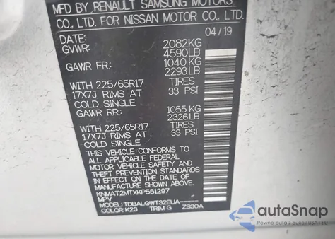 2019 Nissan Rogue Sv из США, поврежденный, VIN KNMAT2MTXKP551297